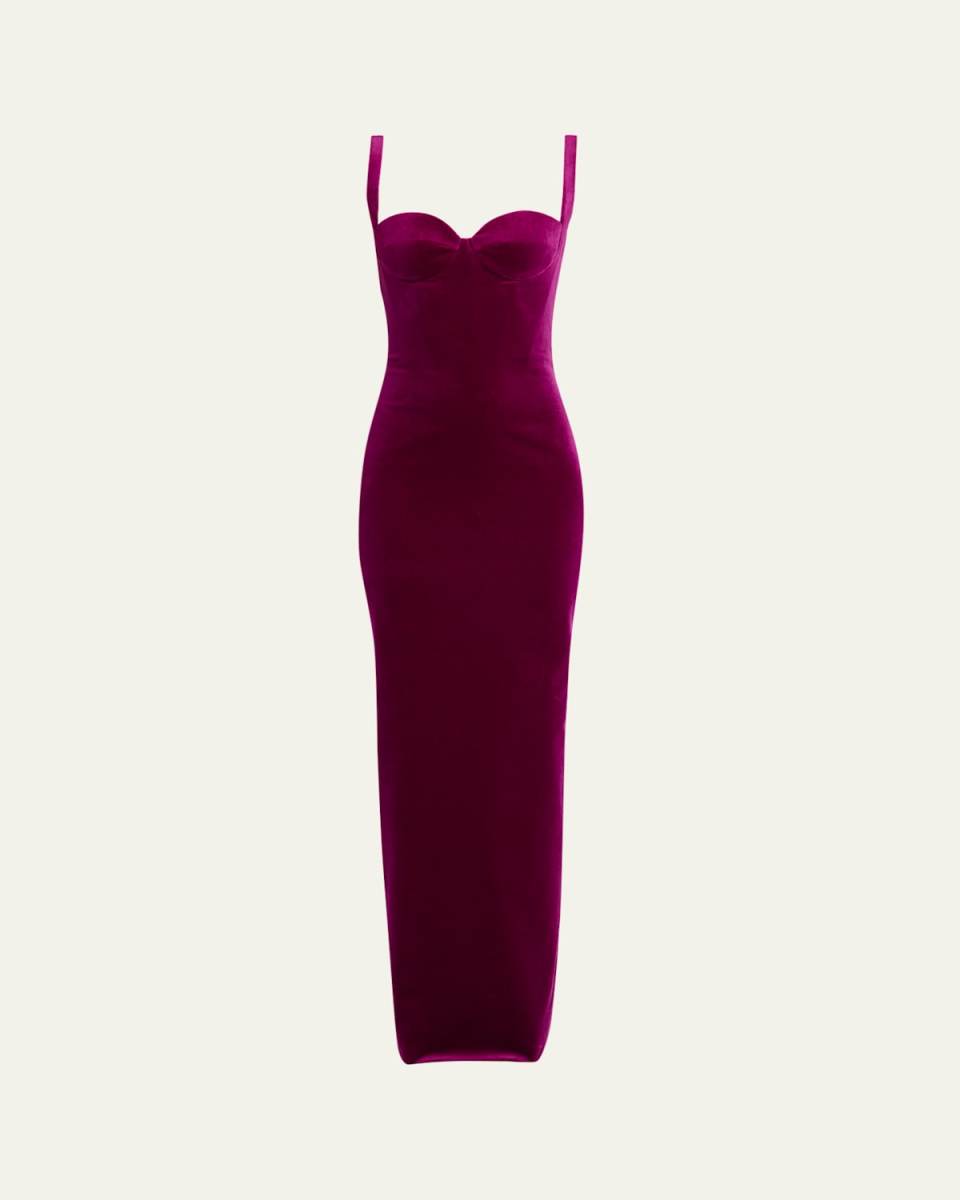Velvet Backless Column Gown